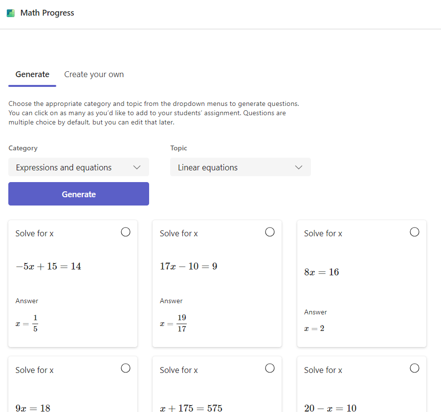 Screenshot des mathematischen Fortschritts.