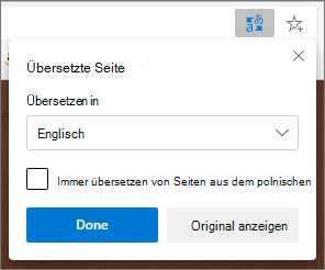 Microsoft Translator-Bereich mit dem status der Übersetzung.