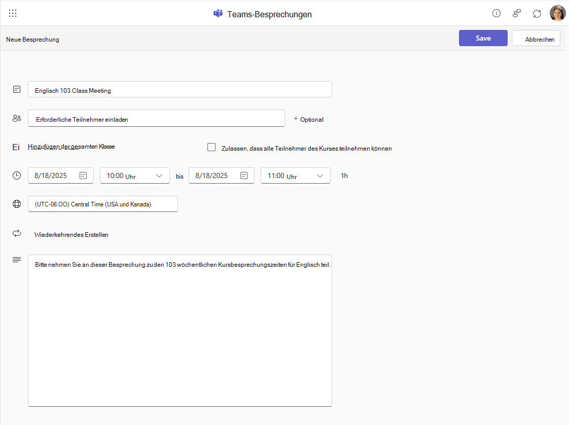 Details zu neuen Besprechungen