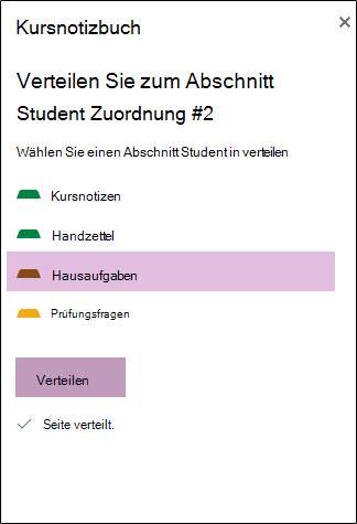 Beispiel für eine verteilte Zuweisung in OneNote für das Web