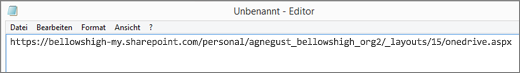 Screenshot der URL.