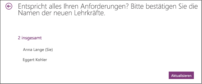 Überprüfen Sie die weiteren Lehrer, die Zugriff auf Ihr Kursnotizbuch haben.
