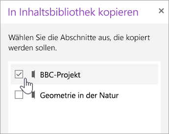 Wählen Sie abschnitte aus, die Sie kopieren möchten.