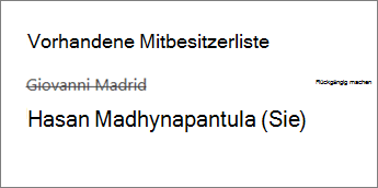 Entfernen des Mitbesitzers aus dem Mitarbeiternotizbuch
