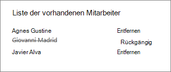 Entfernen eines Mitarbeiters aus dem Mitarbeiternotizbuch
