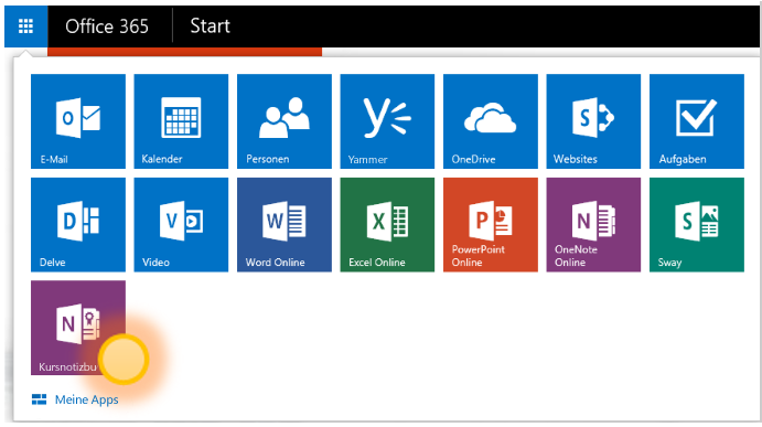Screenshot der App OneNote-Kursnotizbücher