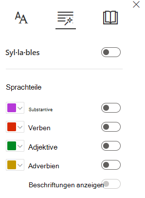 Screenshot von Sprachteilen.