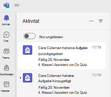 Screenshot der Aktivität.