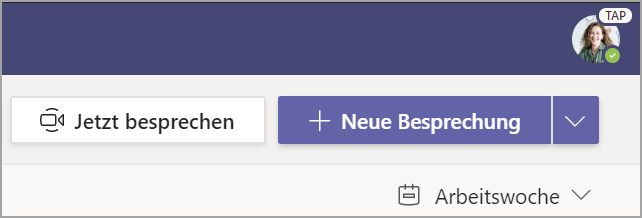 Screenshot: Auswählen von + Neue Besprechung