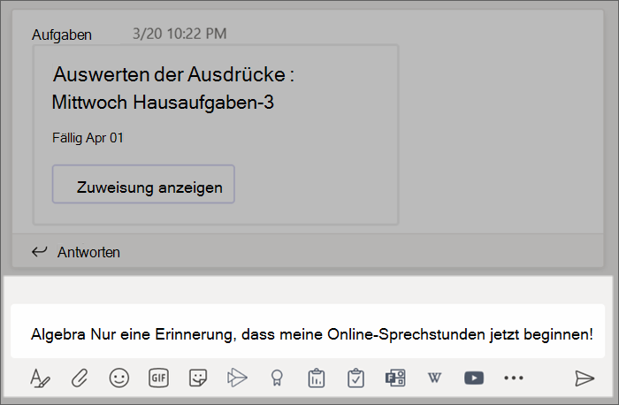 Screenshot, der einen im Feld 