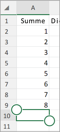 Android-Tablet Excel-AutoSumme