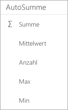 Android-Tablet Excel-Summe