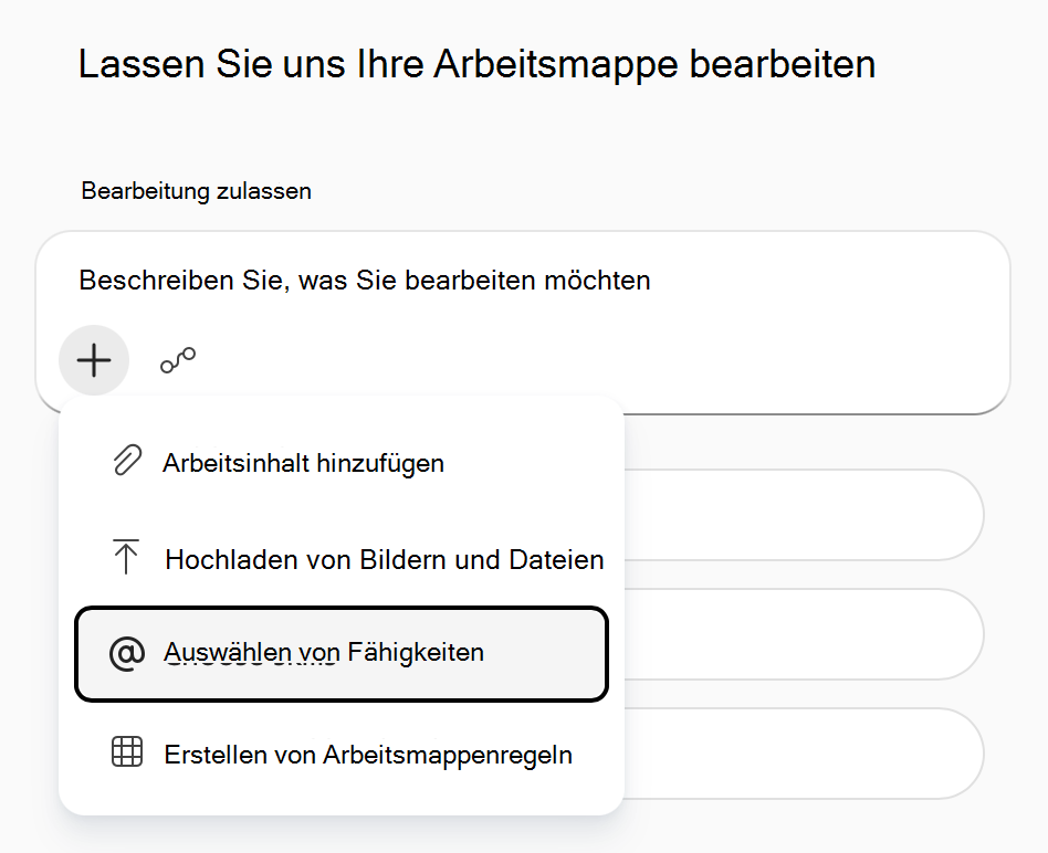 Screenshot des Copilot in Excel-Menüs 