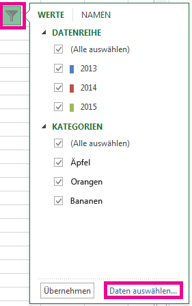 Klicken Sie auf Daten auswählen.