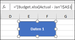 Ausgewähltes Shape zum Anzeigen des Linknamens in der Bearbeitungsleiste