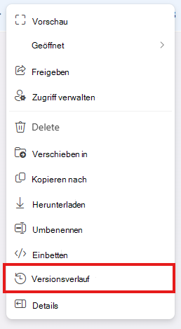 Excel-Versionsverlaufsoption