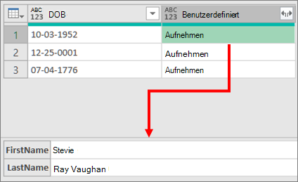 Erweitern einer Datensatzkomplexen Spalte