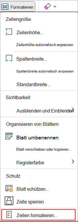 Zellen für Excel formatieren