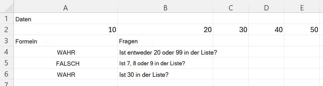 Mit HASANY prüfen, ob ein Bereich mindestens einen von mehreren Werten enthält