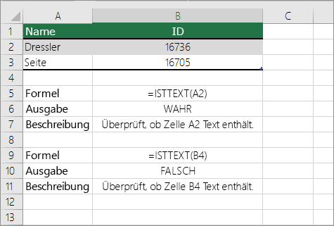 ISTEXT Beispiele
