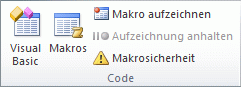 Gruppe 'Code' auf der Registerkarte 'Entwicklertools'