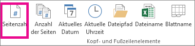 Klicken Sie in der Gruppe Kopfzeile & Fußzeilenelemente auf Seitenzahl.