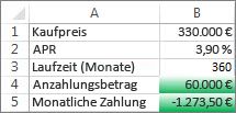 Die Zellen B4 und B5 erfüllen ihre Bedingungen, sodass sie grün formatiert sind