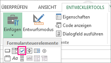 Das Kontrollkästchen-Steuerelement auf dem Menüband
