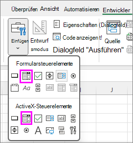 Kombinationsfeld einfügen