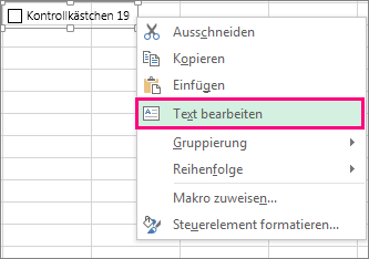 Bearbeiten von Text für ein Formularsteuerelement