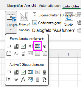 Schaltfläche für das Formularsteuerelement 