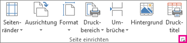 Startprogramm für das Dialogfeld in der Gruppe 'Seite einrichten'