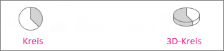 Screenshot eines Kreis- und 3D-Kreisdiagramms.
