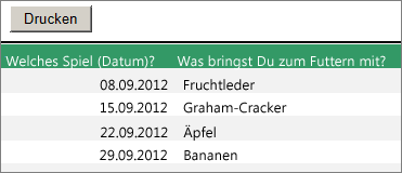 Screenshot, der die druckbare Ansicht eines Arbeitsblatts zeigt.