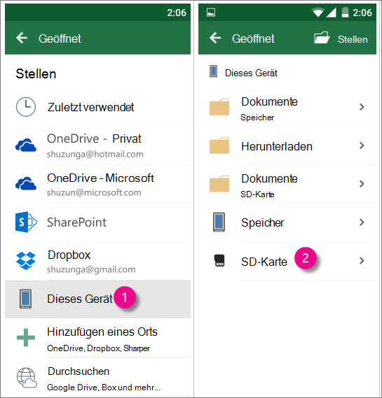 Office für Android-SD-Karte