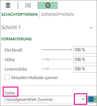 Listenfeld 'Datenreihen' für das Dropdown 'Farbe'
