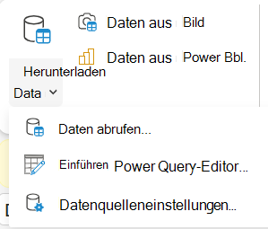 Das Menü Daten abrufen in im Menüband.