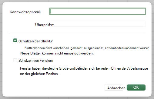 Schützen von Struktur und Windows macOS