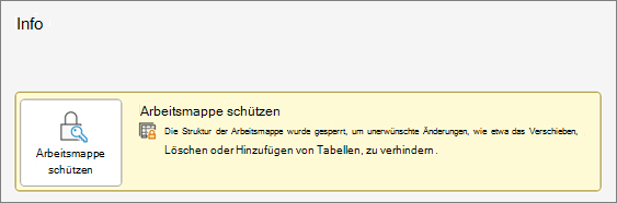 Arbeitsmappe schützen im Menü 