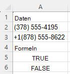 Verwenden von REGEXTEST, um zu überprüfen, ob Telefonnummern in einer bestimmten Syntax mit dem Muster ^\([0-9]{3}\) [0-9]{3}-[0-9]{4}$