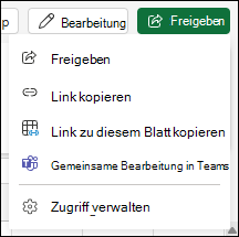 Freigeben eines Links zu Ihrem Arbeitsblatt für Excel für das Web