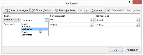 Klicken Sie unter 
