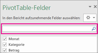 Suchfeld im Feld „PivotTable-Feld“