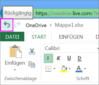 Die Schaltfläche zum Rückgängigmachen einer Aktion