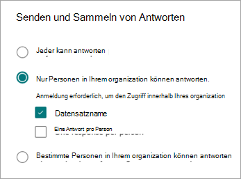 Wählen Sie aus drei Optionen aus, damit unterschiedliche Personentypen reagieren können, je nachdem, wie sie sich anmelden oder nicht.