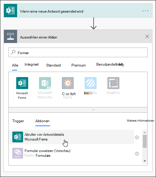 Auswählen von Antwortdetails für Ihr Formular als Aktion in Power Automate