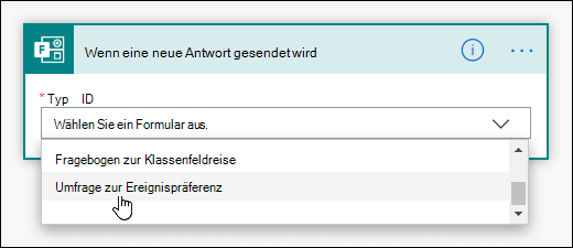 Auswählen eines Formulars für Ihren Trigger in Power Automate