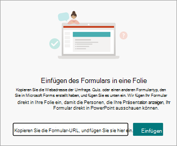 Wählen Sie die URL des Formulars oder Quiz aus, das Sie einfügen möchten.