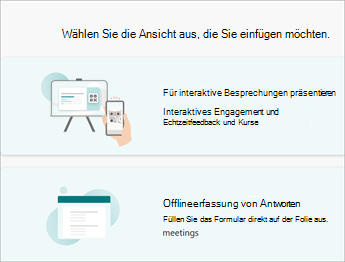 Wählen Sie die Ansicht aus, die Sie einfügen möchten.