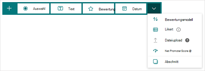 Fragetypoptionen in Microsoft Forms